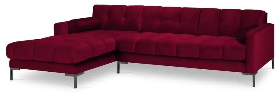 Červená zamatová rohová pohovka Cosmopolitan Design Bali, ľavý roh
