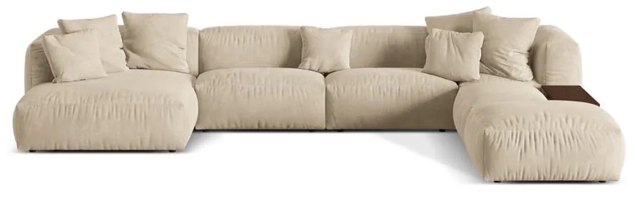 Béžová zamatová modulárna rohová pohovka (pravý roh/do tvaru "U") Martina – Micadoni