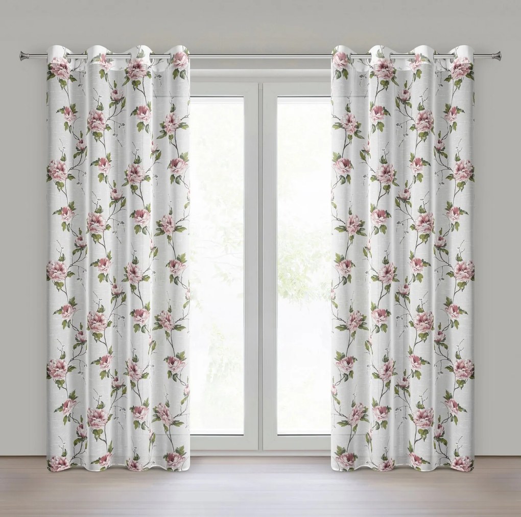 ZÁVES NA KRÚŽKOCH RUTH 135X250 CM KVETY