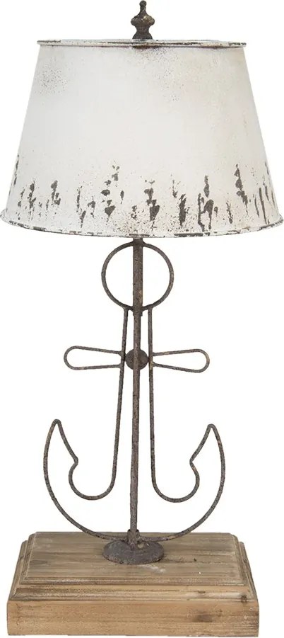 Krémová antik stolná lampa s kotvou a kovovým tienidlom - Ø 35*79 cm