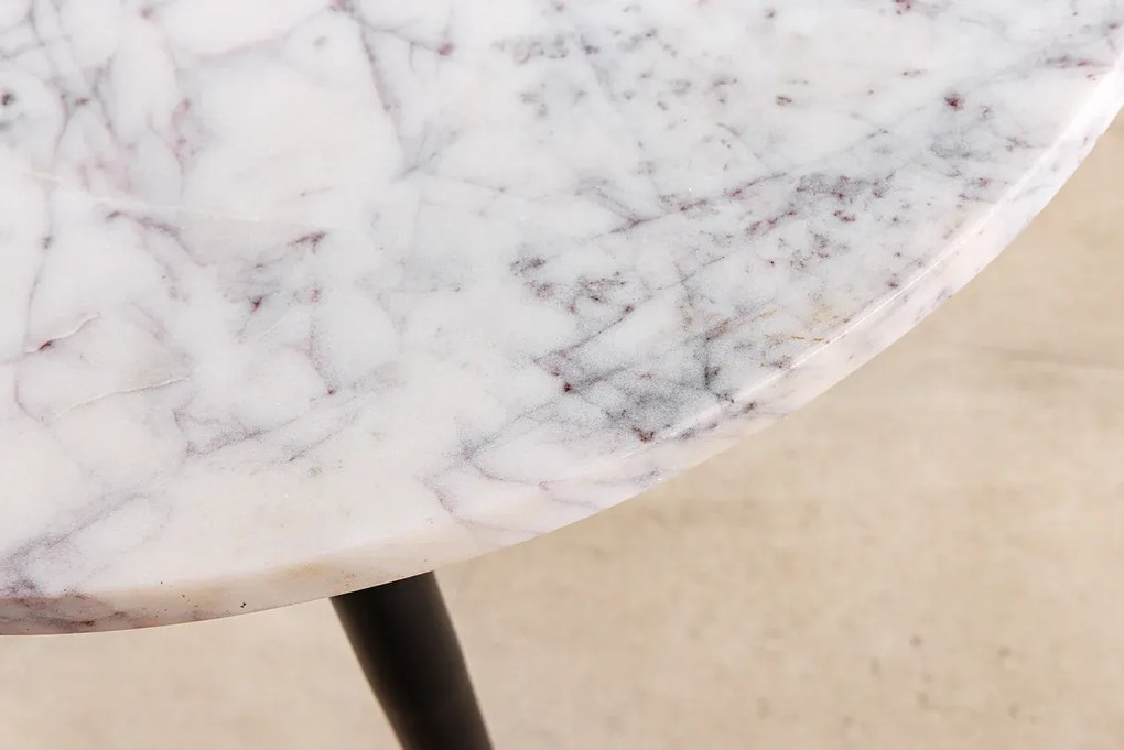 Konferenčný stolík ADLON, sada 2 kusov, akáciové drevo, prírodné a mramorové, biele