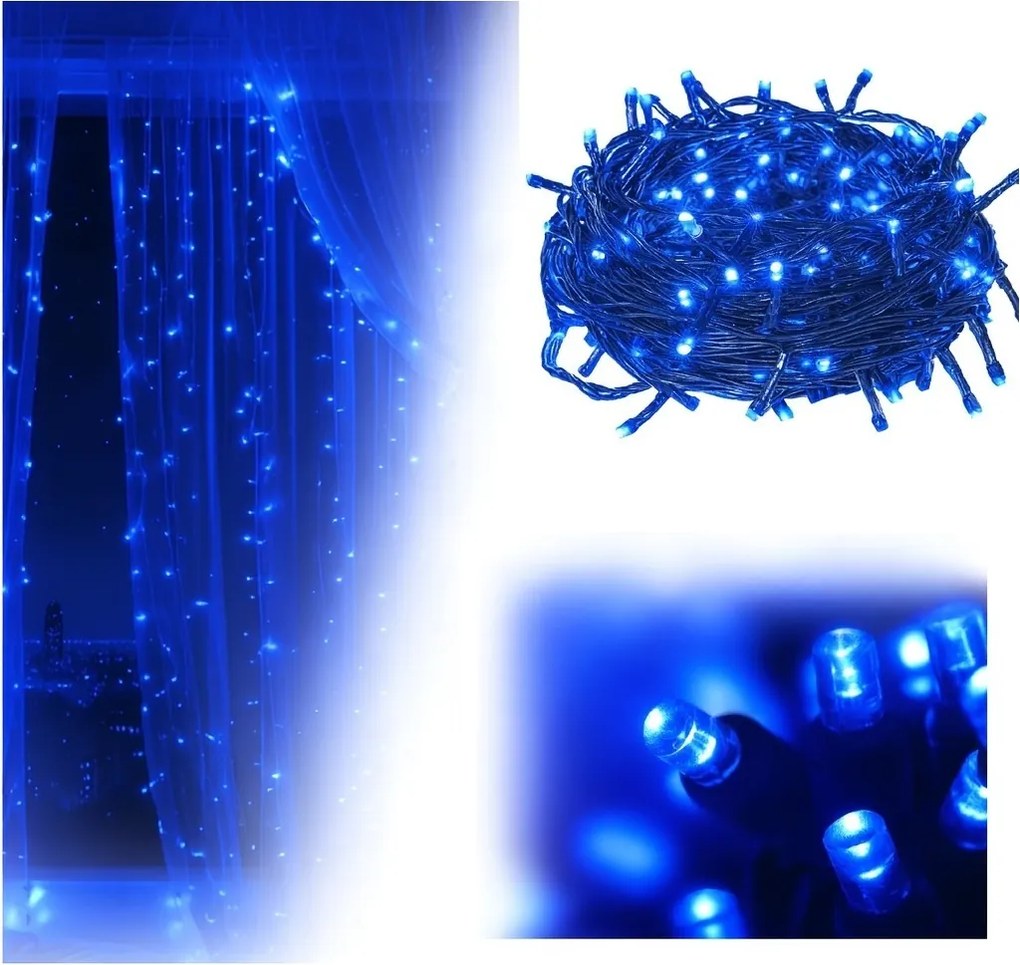 Vianočné svetielka vnútorné modré 300 LED