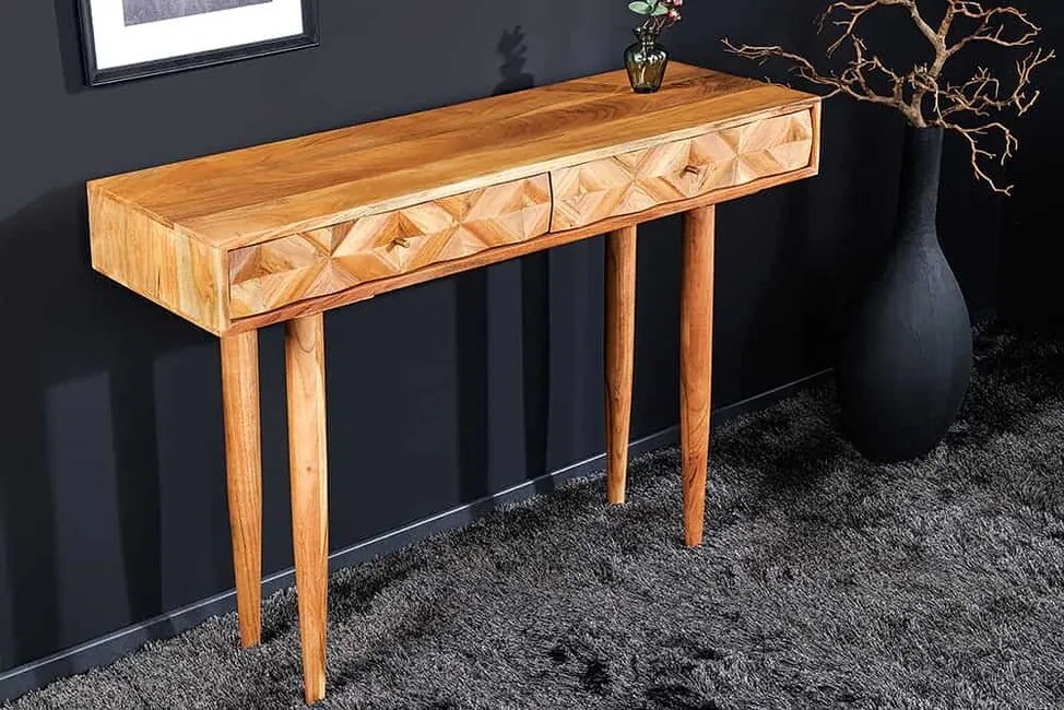 Dizajnový konzolový stolík z masívu Alpine Akácia 102cm