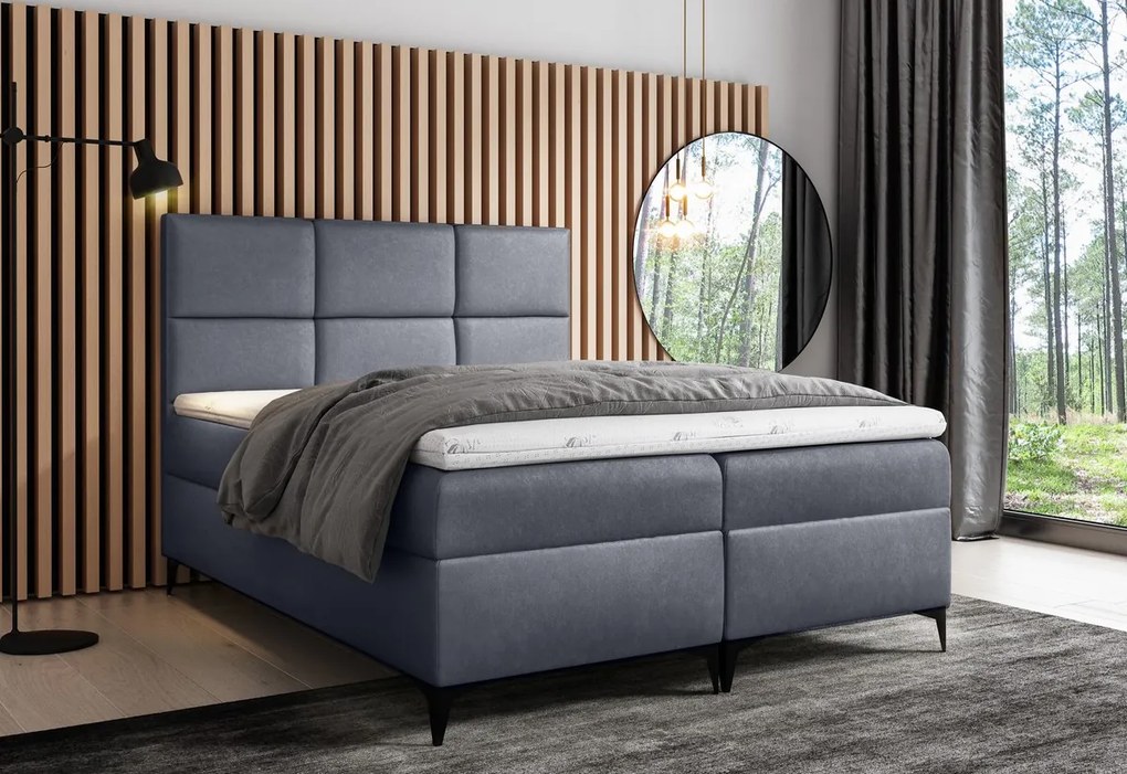 Čalúnená posteľ boxspring FAVA + topper, 140x200, fancy 90