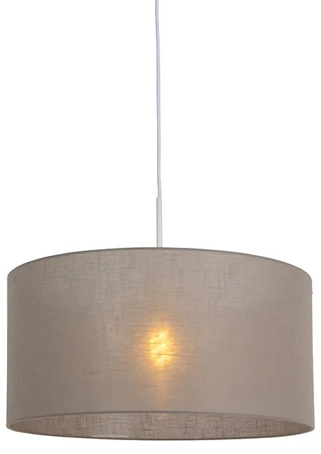 Rustikálne závesné svietidlo biele s hnedo-sivým tienidlom 50 cm - Combi 1
