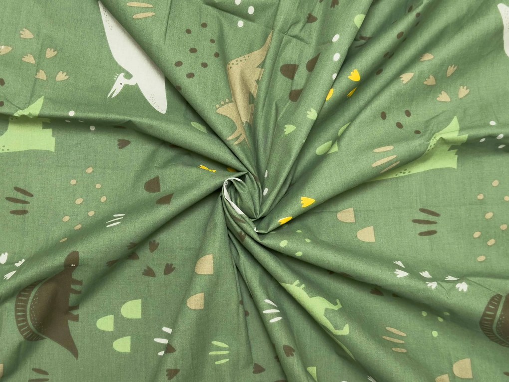 Bavlnené obliečky do postieľky DINO STEPS tmavozelené Rozmer obliečky: 45 x 65 cm | 90 x 135 cm