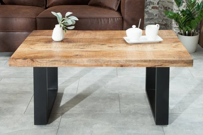Konferenčný stolík Iron Craft 100 cm mango prírodný rám v tvare U