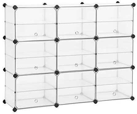 Stojan na topánky s dvierkami, plastový, transparentný, 93x123x31cm