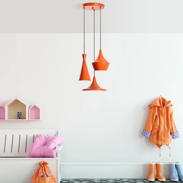 Závesné svietidlo TOM na lanku 3xE27/40W/230V oranžové