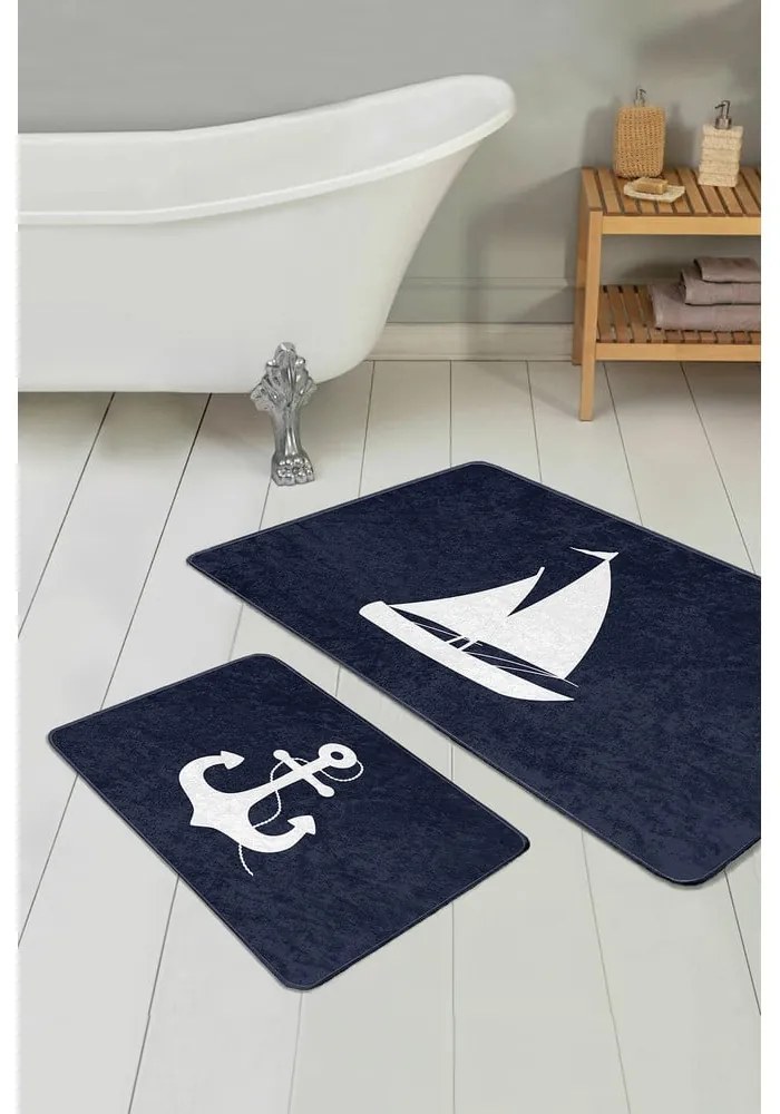 Tmavomodré kúpeľňové predložky v súprave 2 ks 60x100 cm – Mila Home