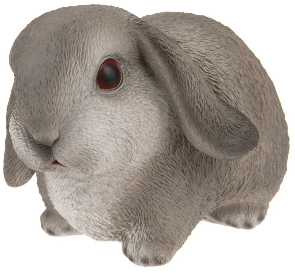 Záhradná figúrka z polyresinu Bunny, 16 cm, sivá