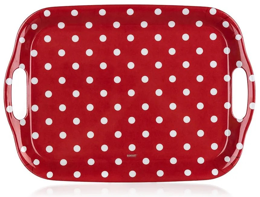 Tácka s úchytmi Dots 36x25,5cm červená 12530541