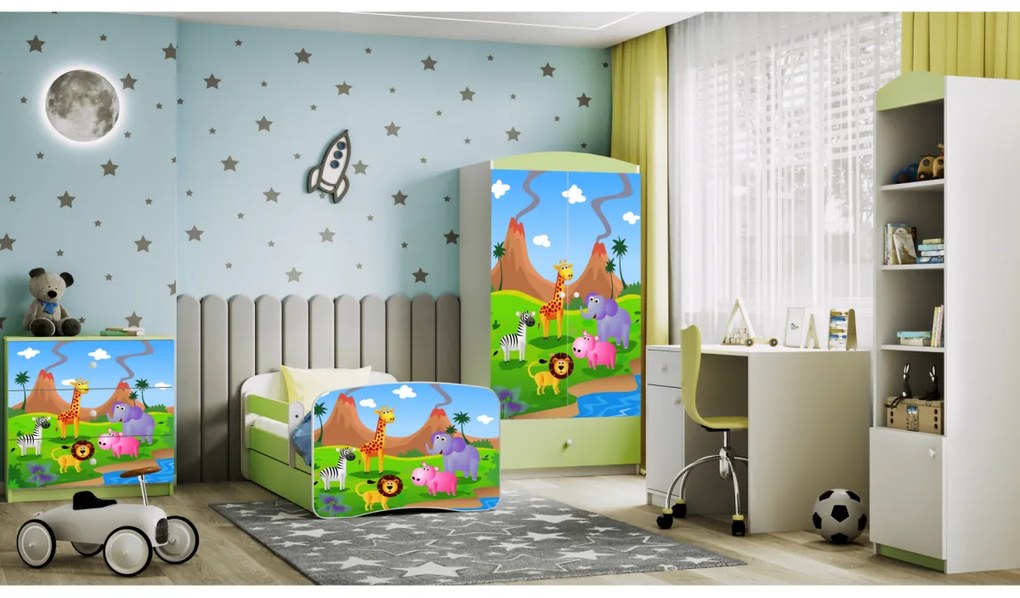 Detská skriňa Babydreams 90 cm safari zelená