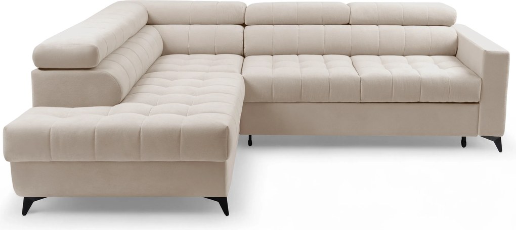Rohová sedačka Nardo L s rozkladom ľavostranná - béžový plyš Pretty 03