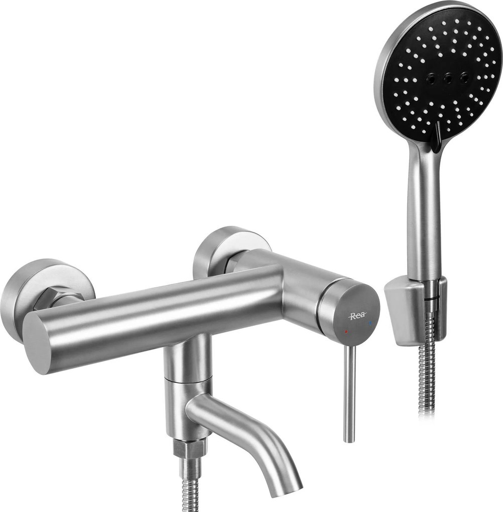 Rea Clif, vaňová batéria s ručnou sprchovou súpravou, oceľová, REA-B6874
