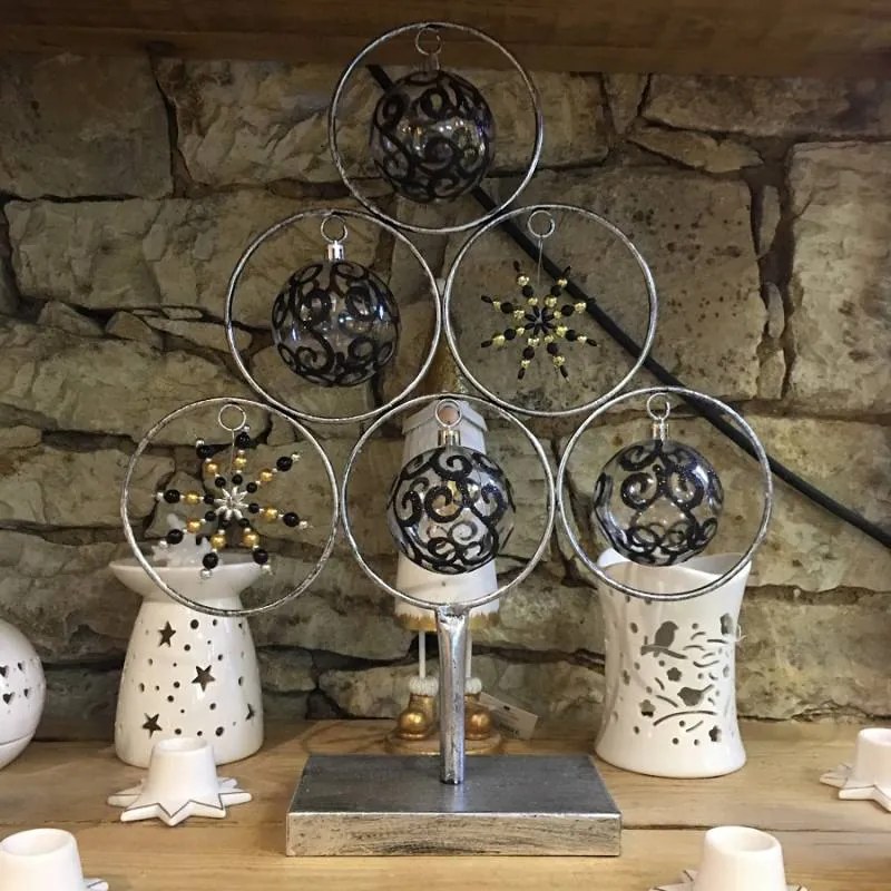 DECOLED Plastové ozdoby, d. 7 cm, 18 ks, čierne