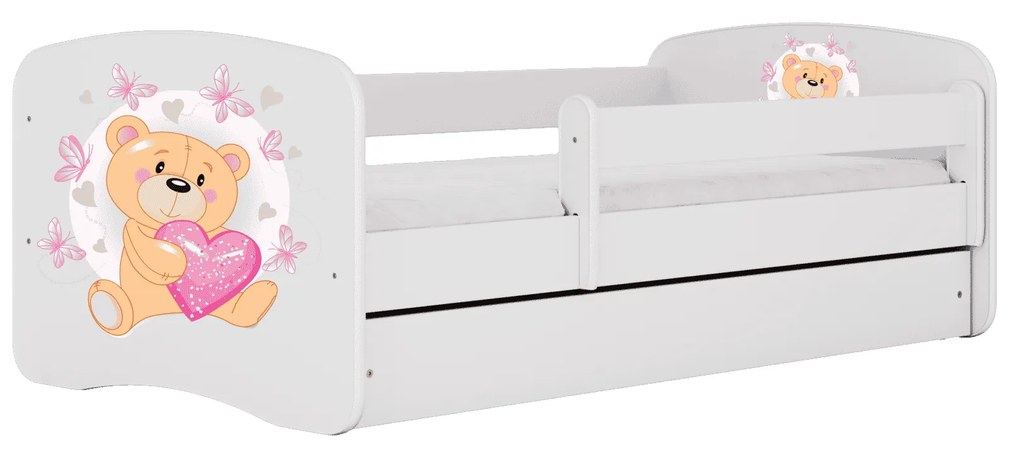 Letoss Detská posteľ BABY DREAMS 180/80- Macko Biela S matracom Bez uložného priestoru