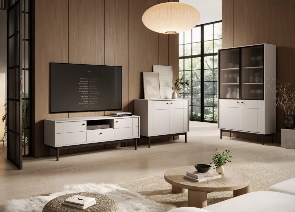 TV skrinka Japandi, 154 cm, béžová kašmír