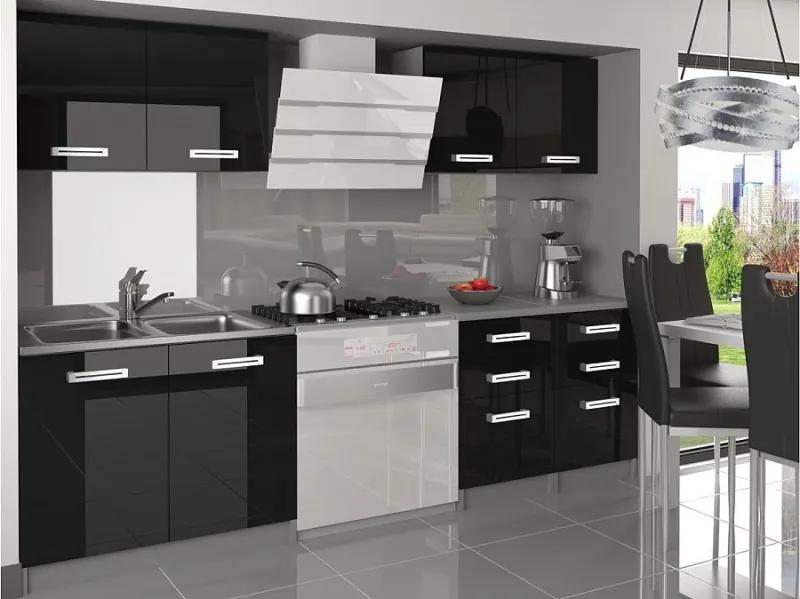 Sektorová kuchyňa čierna lesk Katnis 160 cm