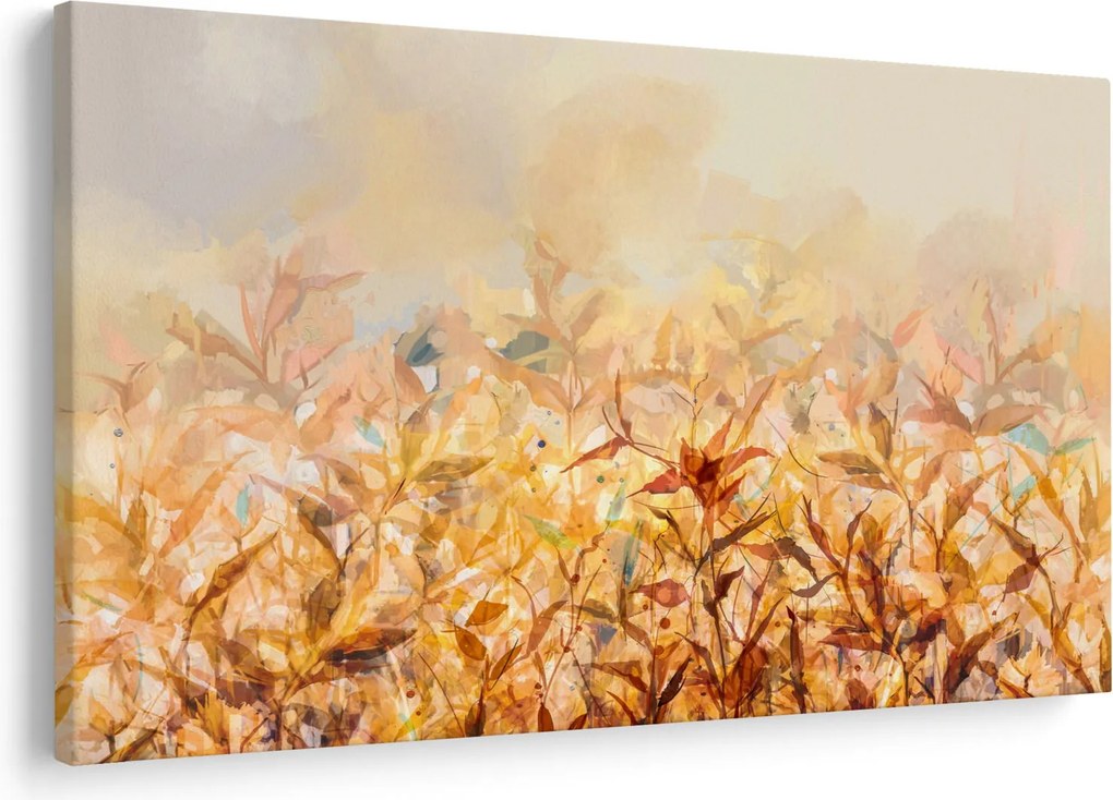 Obraz - Listy vo farbách jesene, olejomaľba (90x60 cm)