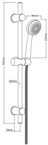 Deante Neo Symetrio, sprchový stĺp 65cm s držiakom ručnej sprchy a 1-funkčnou ručnou hlavicou, chrómová, NET_051K