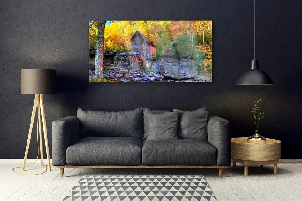 Obraz plexi Vodné mlyn jesenné les 120x60 cm