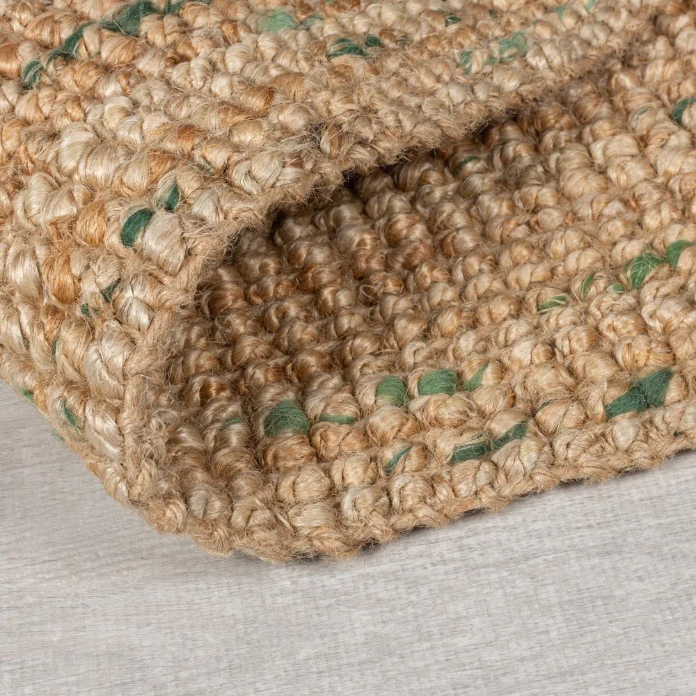 Obojstranný ručne tkaný jutový koberec v zeleno-prírodnej farbe 160x230 cm Jute Boucle Green – Flair Rugs