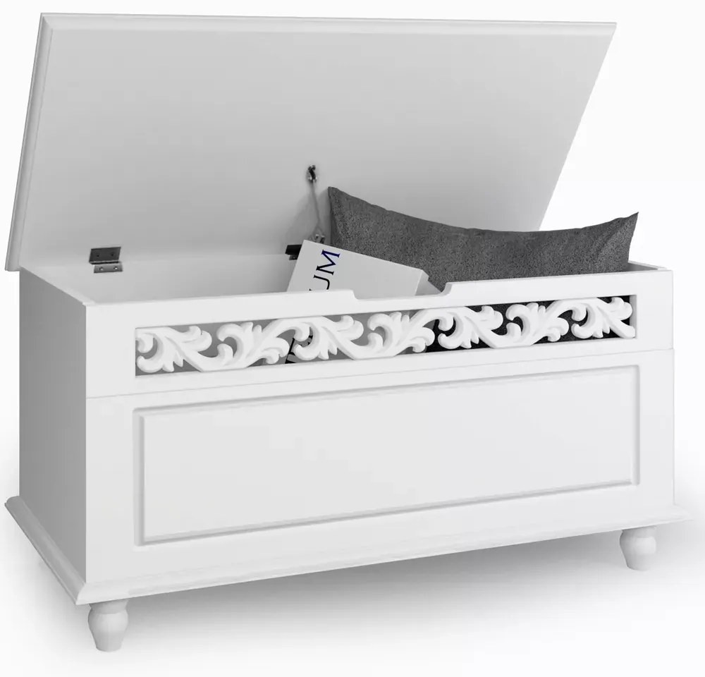 Casaria Drevená truhlica JERSEY, 80x40x48cm, biela