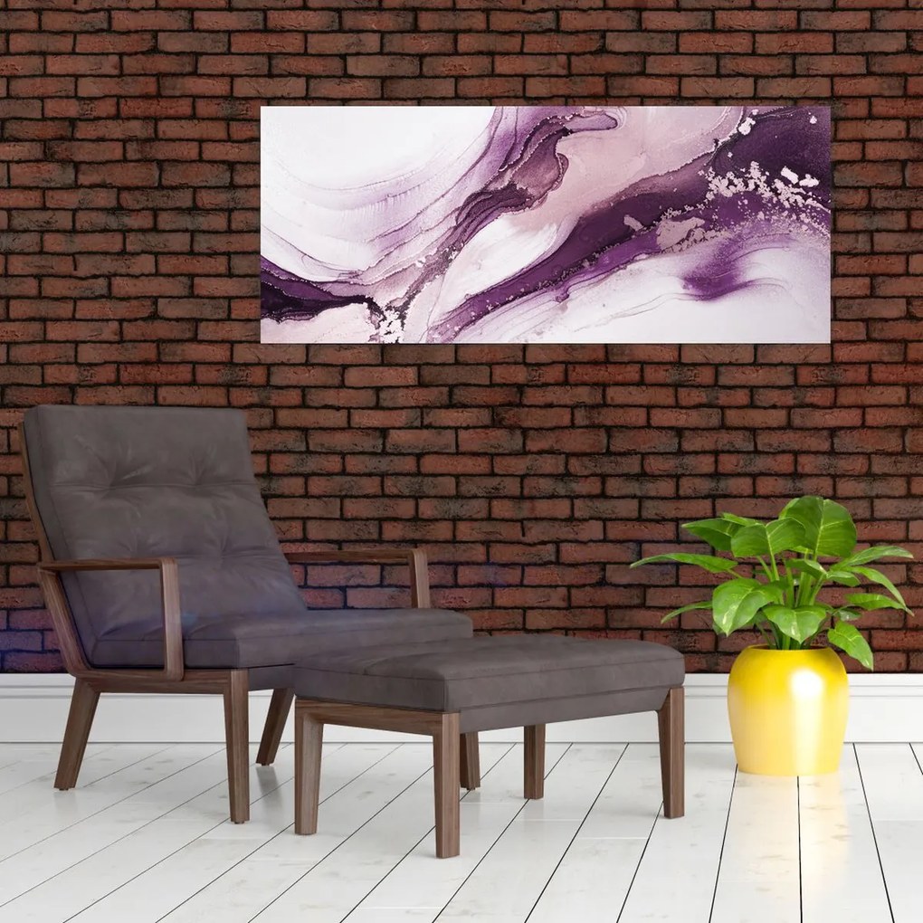 Obraz - Purple fluid art (120x50 cm)