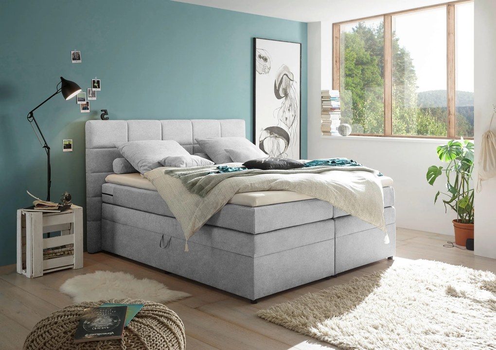 XXXLutz BOXSPRINGOVÁ POSTEĽ, 180/200 cm, strieborná MID.YOU - Online Only spálne - 002220032512