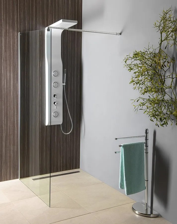 Aqualine Aqualine, WALK-IN stena na inštaláciu na múr so vzperou, jednodielna, 1100 mm, sklo číre, WI111