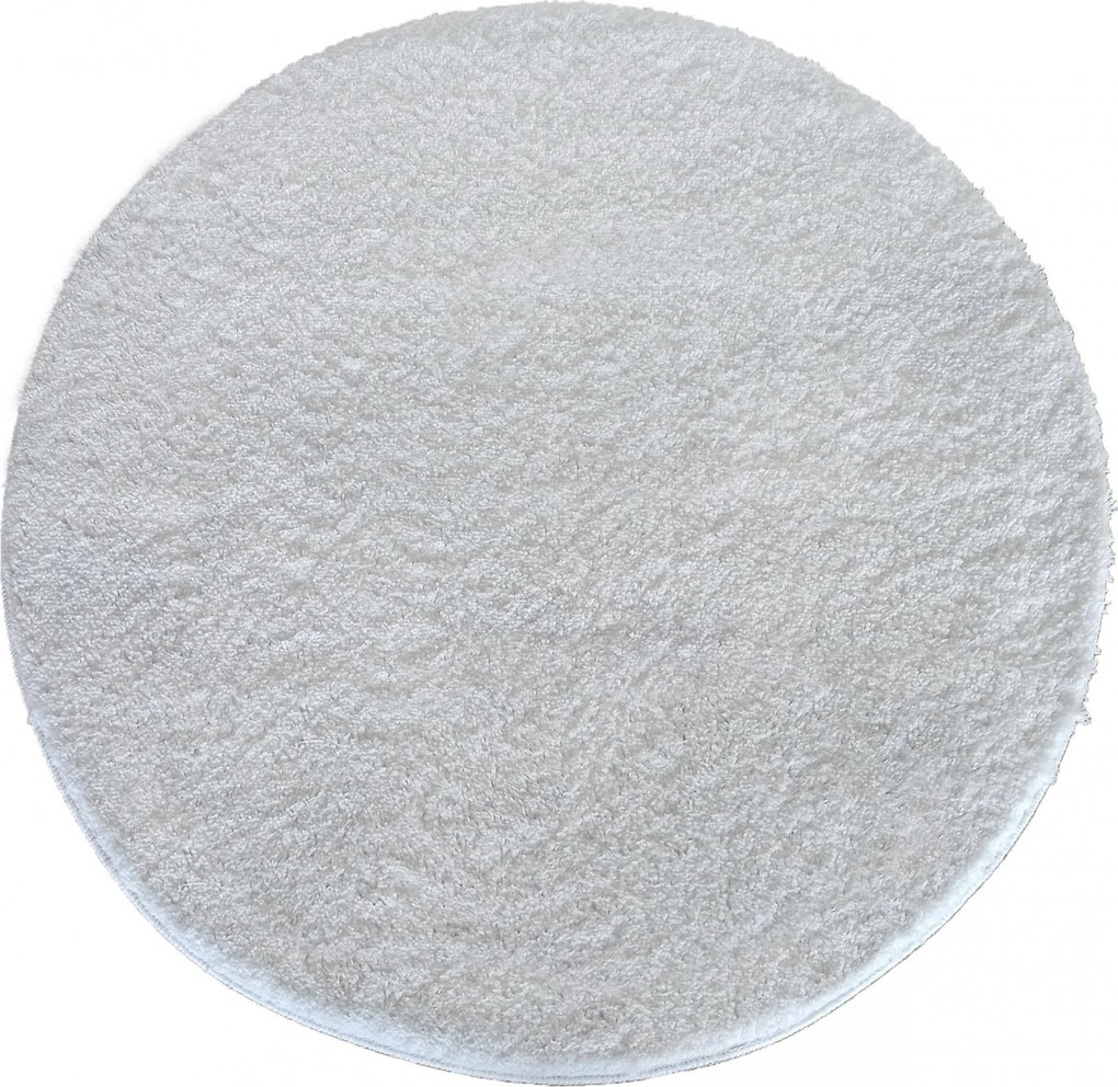 Moderný koberec SHAGGY CAMIL okrúhly - biely