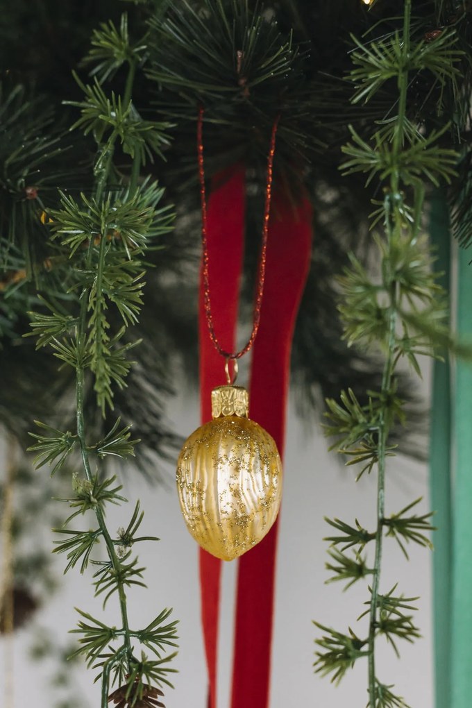 Bella Rose Sklenená vianočná ozdoba Orech Zlatá Mat