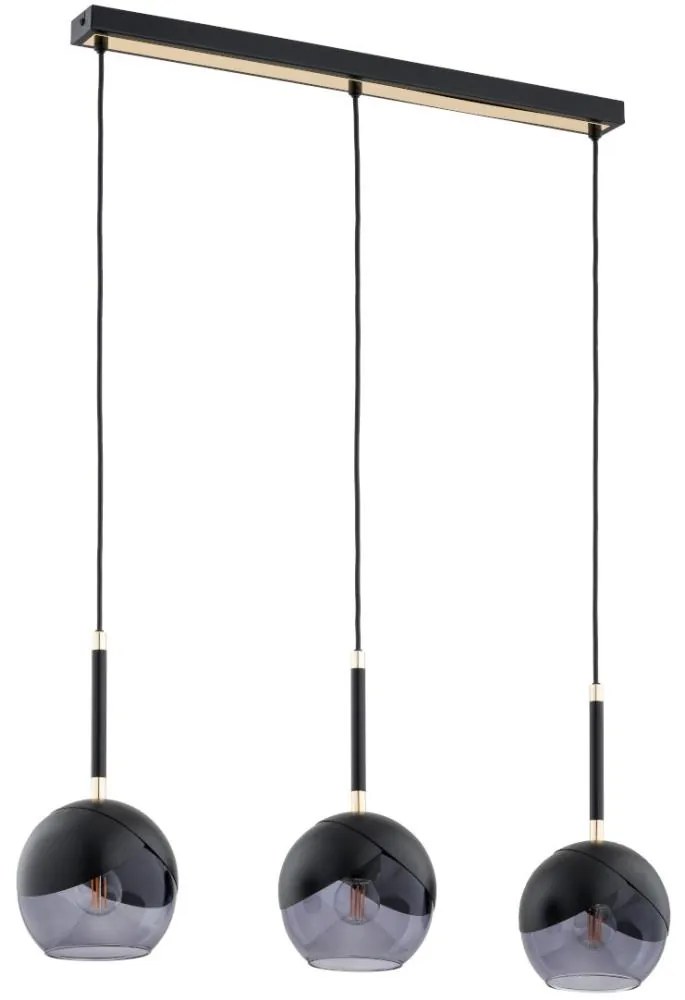 Luster na lanku MILTONA 3xE27/60W/230V čierna/šedá