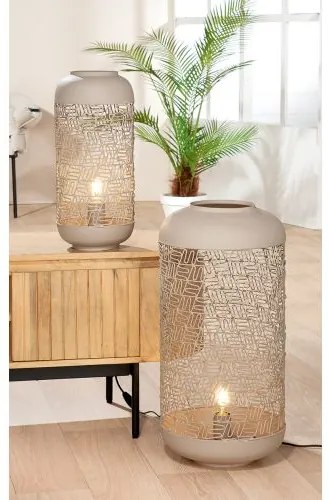 Moderná béžová stojacia lampa kov