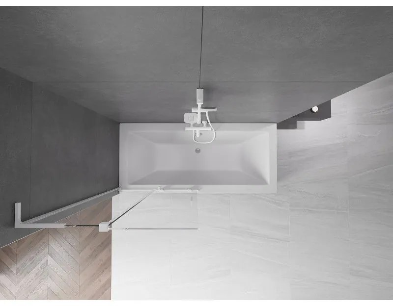 Mexen Velar L, 2-krídlová posuvná vaňová zástena 90 x 150 cm, 8mm číre sklo, biely profil, 896-090-003-01-20