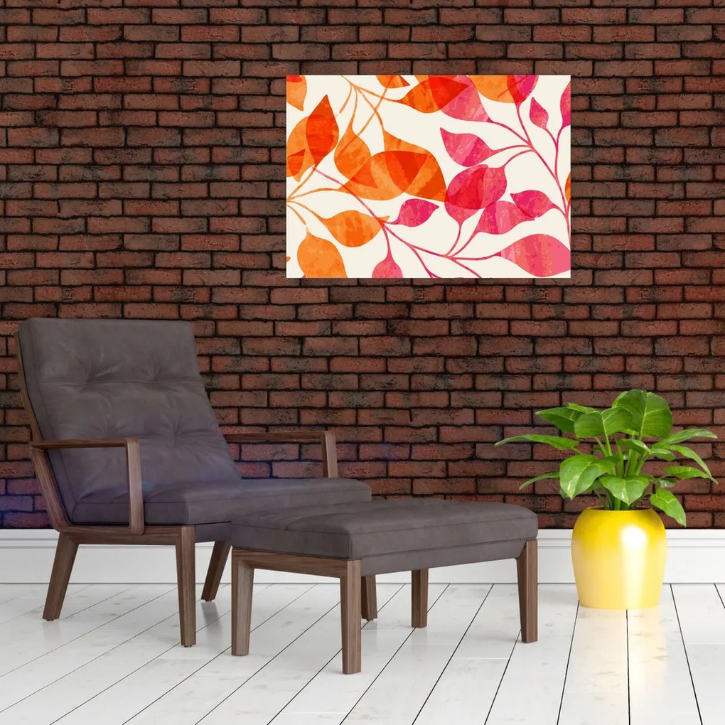 Sklenený obraz - Oranžové lístie (70x50 cm)