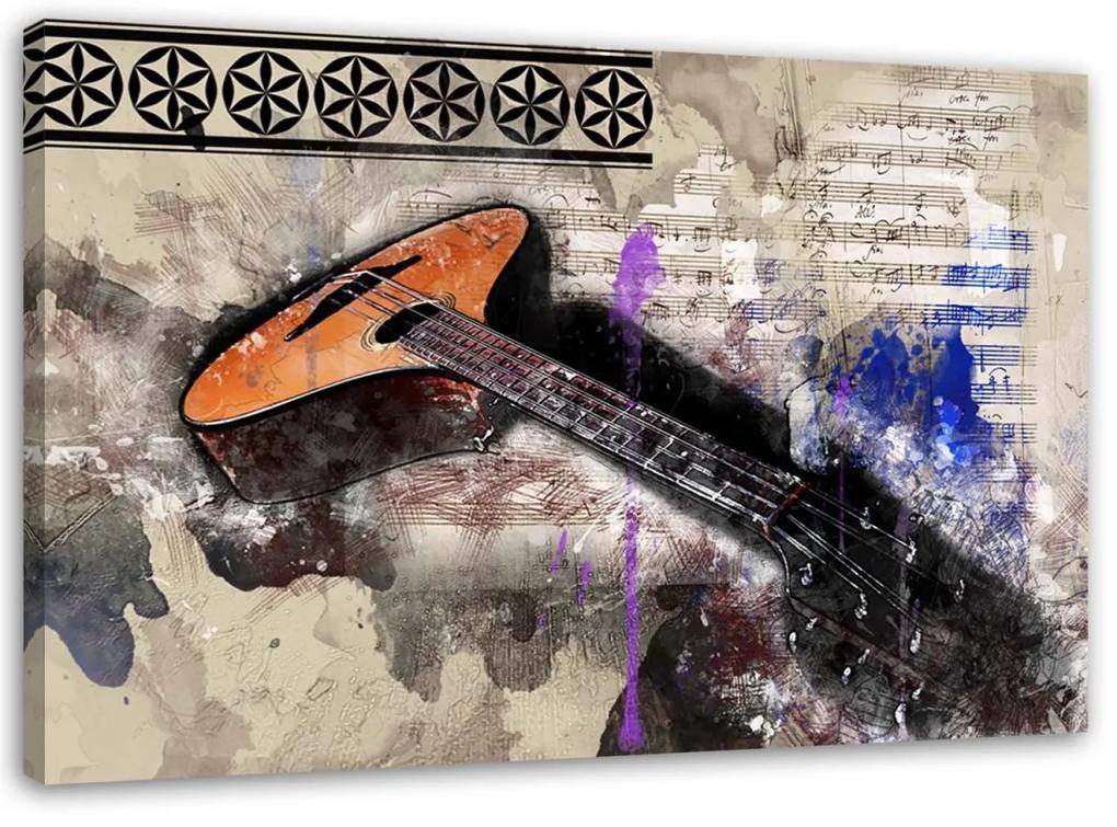 Obraz na plátně Kytara ABSTRACT Vintage - 120x80 cm
