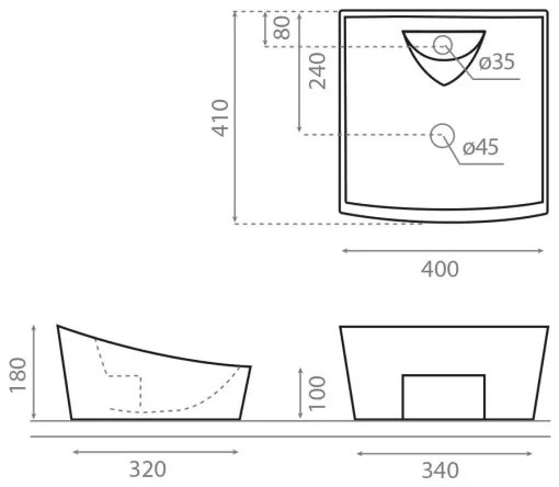 Bathco 4002 - Umývadlo na dosku SORIA 40x41 cm porcelán/biela