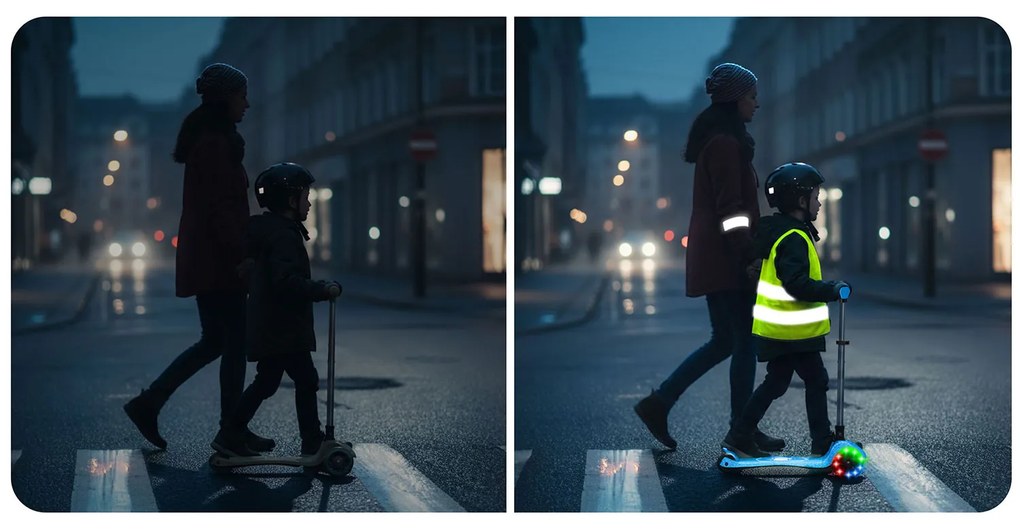 Detská balančná Kolobežka Ricokids Jelly svietiaca v tme - modrá