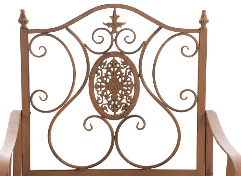 Kovová stolička Punjab s područkami - Hnedá antik