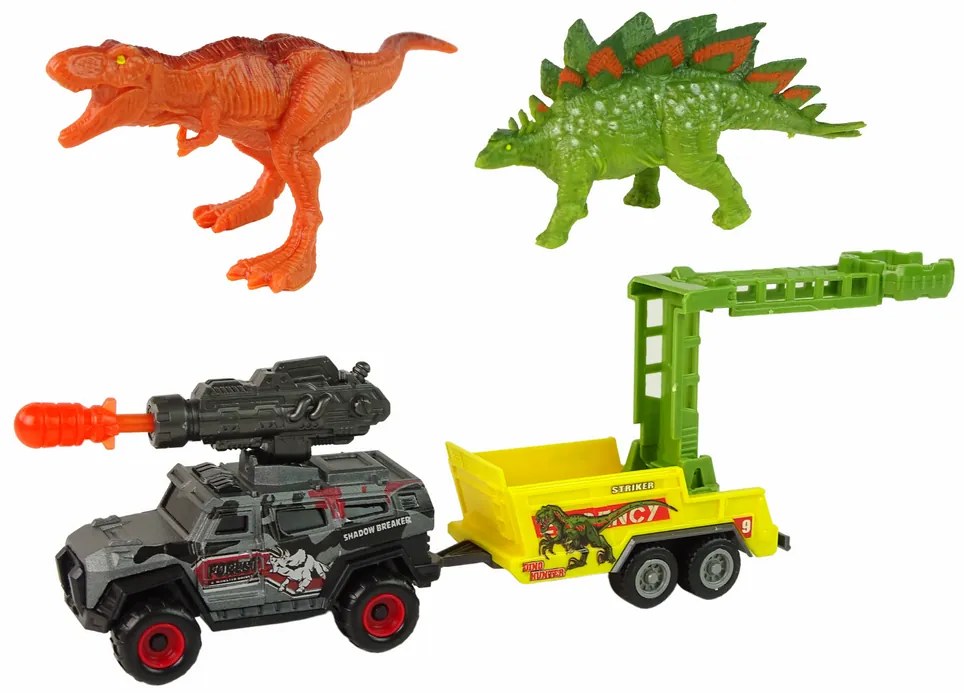 Lean Toys Terénne auto s prívesom – 2ks. Dinosaurov