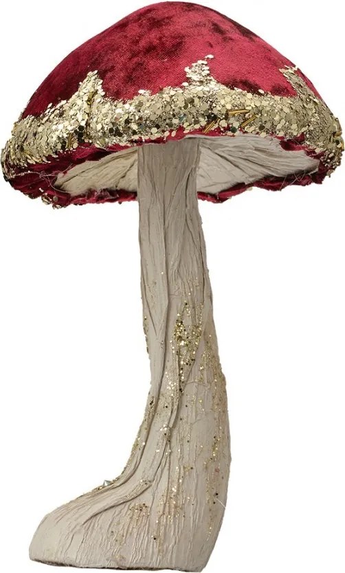 Huba s červeným klobúkom a zlatými detailmi Mushroom - Ø 17*29 cm