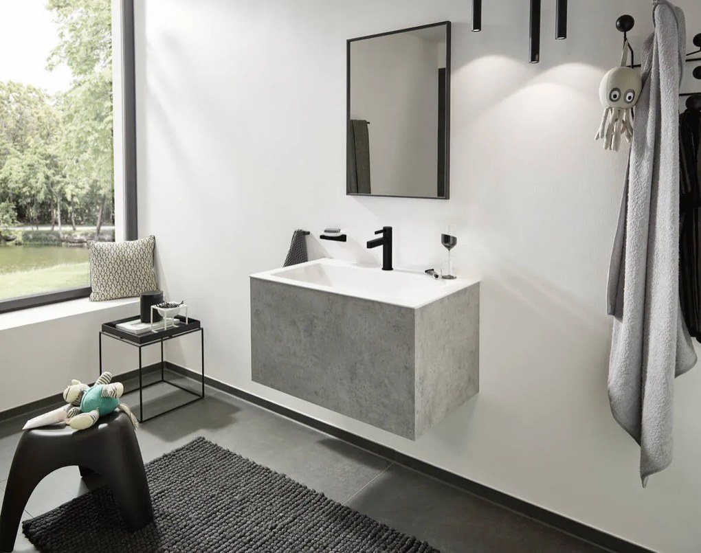 Hansgrohe Finoris, umývadlová batéria 100, s výpustom Push-Open, EcoSmart, čierna matná, 76010670