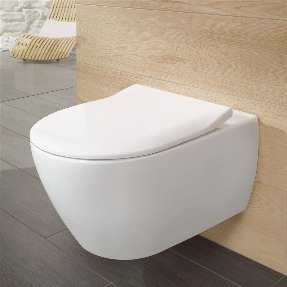 VILLEROY &amp; BOCH Subway 2.0 Combi-Pack, závesné WC s DirectFlush + WC sedátko s poklopom SlimSeat, s QuickRelease a Softclosing, biela alpská, 5614R201