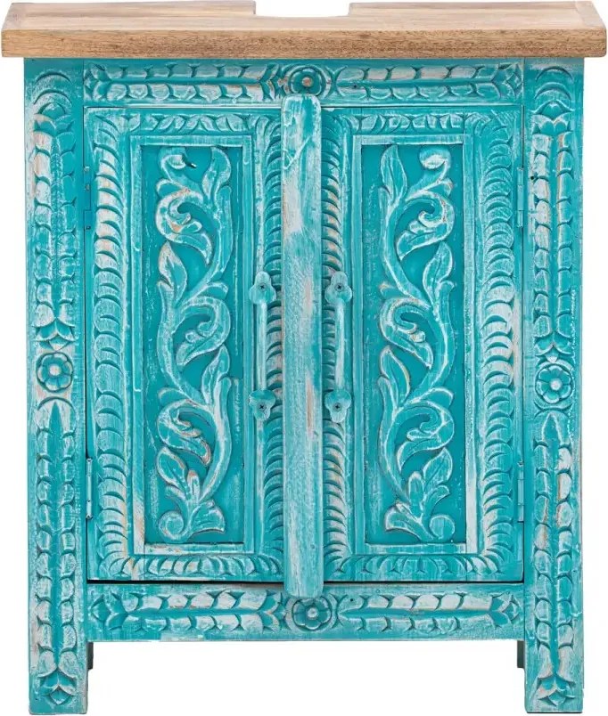 furniture-nabytek.cz - Masívna skrinka pod umývadlo Santa Cruz, Holz - Mango, modrá