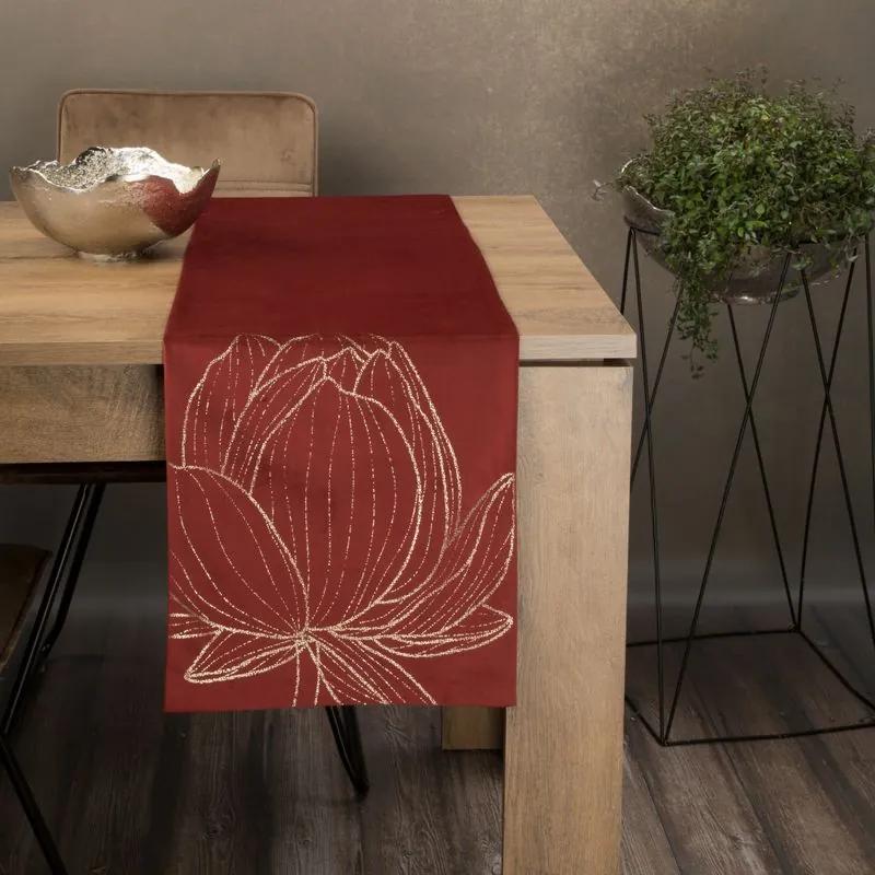 Dekorstudio Elegantný zamatový behúň na stôl BLINK 12 tehlový Rozmer behúňa (šírka x dĺžka): 35x220cm
