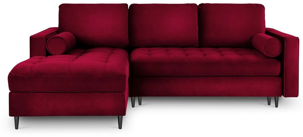 Rozkladacia zamatová pohovka s úložným priestorom Romeo ľavý roh 240 × 175 × 96 cm