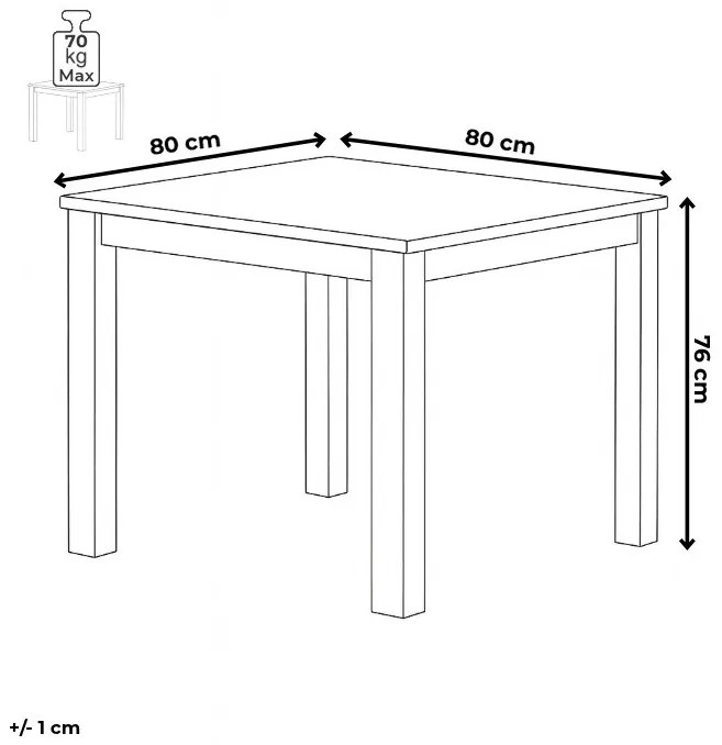 BONTEC Jedálenský stôl 80x80cm, mdf AT-3005 WT Farba: Biela