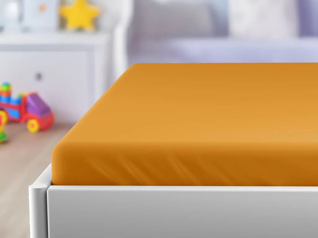 Jersey plachta do detskej postieľky marhuľová 60x120 cm